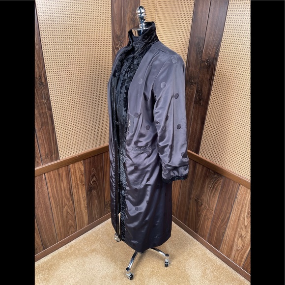Full Length Neiman Marcus Feraud Paris Black Russian Broadtail Fur Coat Small - Picture 9 of 13